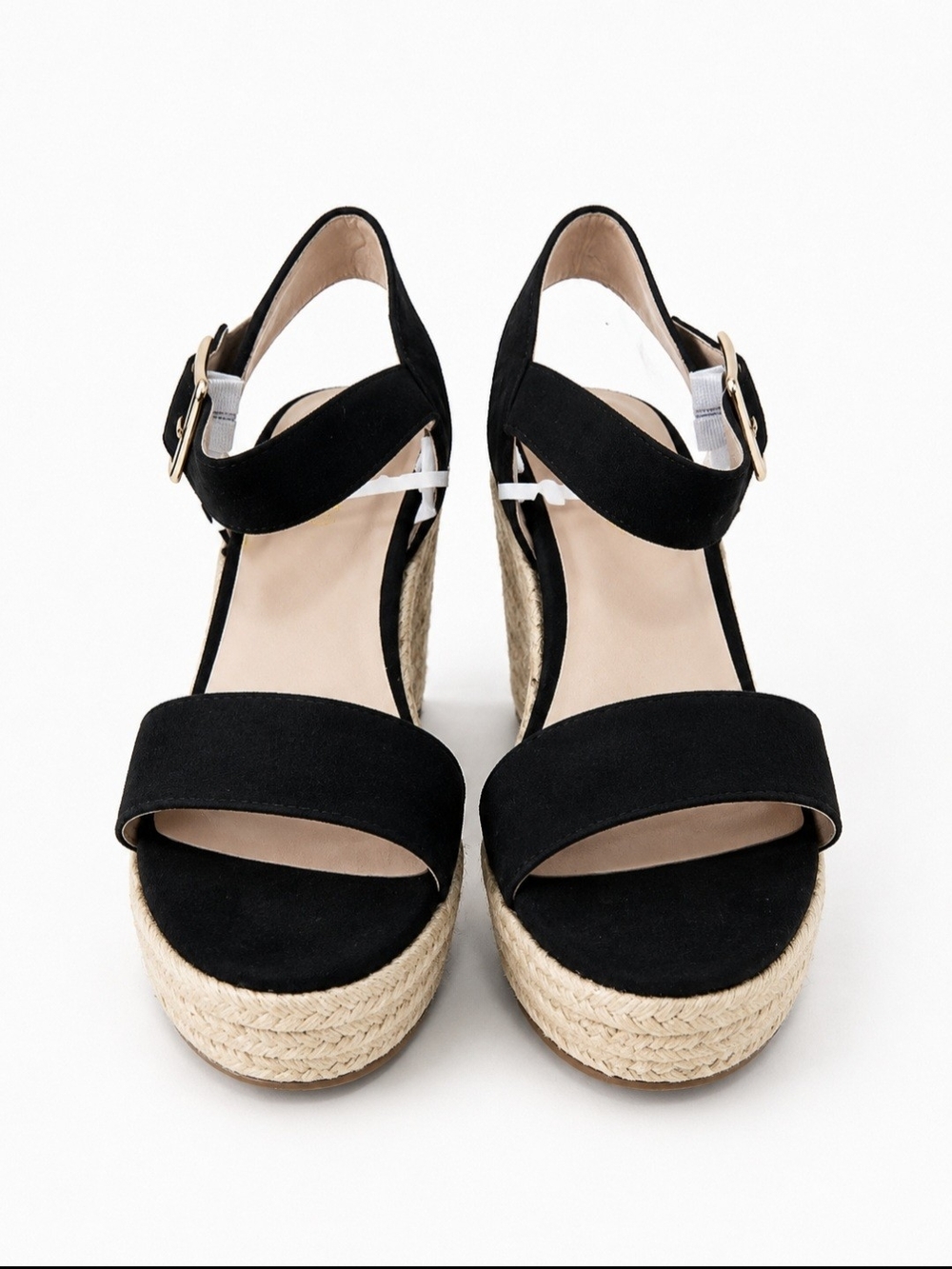 Women's Black Espadrille Platform Sandals - Classic Summer Wedge
